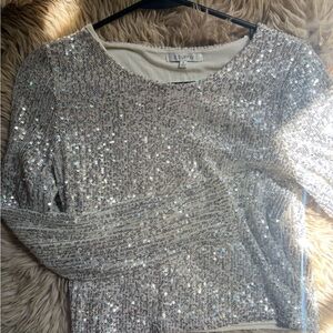 Elegant Silver Sequin Women's Top